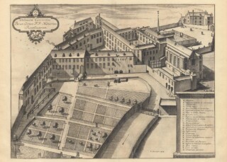 Gravure van het klooster van de Recolletten in Brussel, door Jacques Harrewyn, circa 1720
