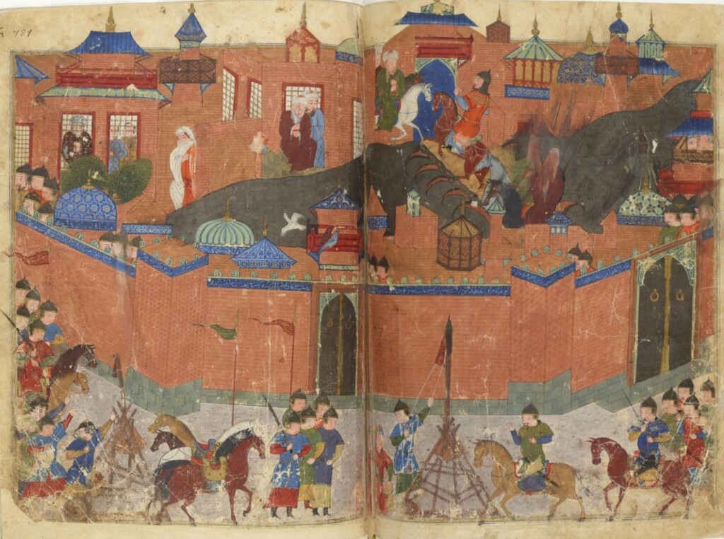 De Mongolen belegeren Bagdad in 1258. Perzische miniatuur uit circa 1430