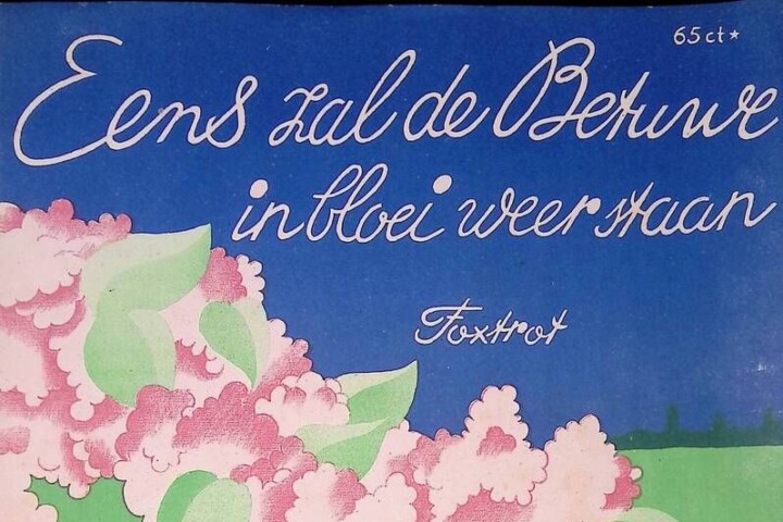 Voorblad van een uitgave met het bladmuziek van ‘Eens zal de Betuwe in bloei weer staan’