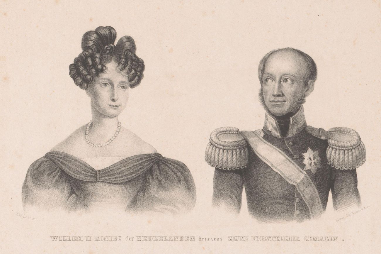 Portretten van Koning Willem II en zijn vrouw Anna Paulowna