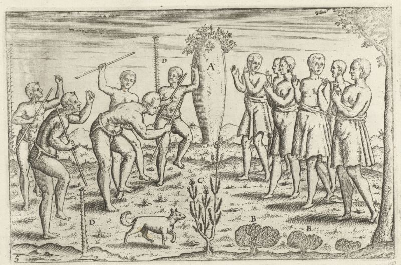 Dans van de inwoners van Madagaskar, 1595. Uit het reisverslag van de Eerste Schipvaart van Cornelis de Houtman. Rijksmuseum, Amsterdam