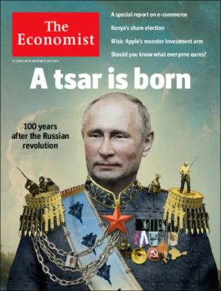 Omslag van het Britse weekblad The Economist uit oktober 2017, waarop Vladimir Poetin wordt neergezet als een nieuwe tsaar.
