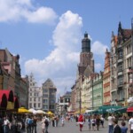 De markt van Breslau, een stad die na afloop van de Tweede Wereldoorlog in Polen kwam te liggen en Wrocław ging heten.