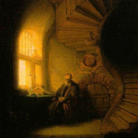 Mediterende filosoof - Toegeschreven aan Rembrandt van Rijn