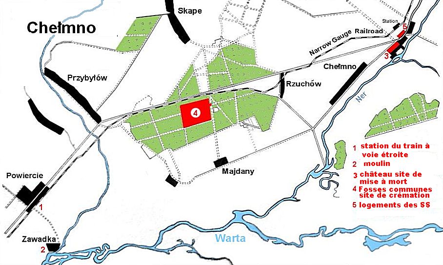 Schematische kaart Chełmno (Kulmhof