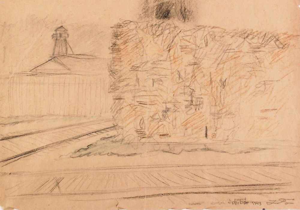 Tekening van vernietigingskamp Sobibor