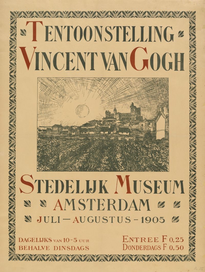 Affiche van de overzichtstentoonstelling van Vincent van Gogh in het Stedelijk Museum Amsterdam, 1905.