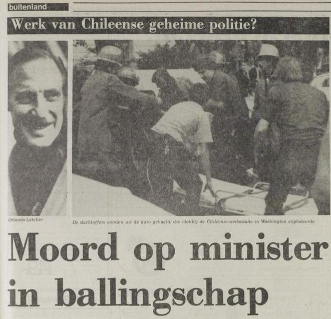 Krantenbericht over de moord op Orlando Letelier