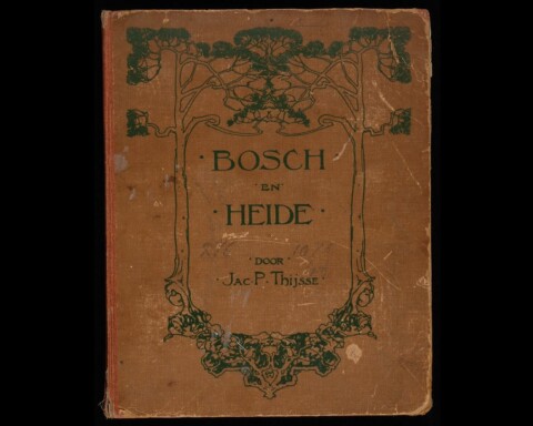 Omslag van het Verkade-plaatjesalbum Bosch en heide van Jac. P. Thijsse, uitgegeven door Verkade in 1913.