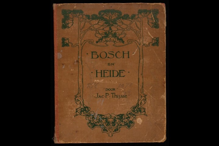 Omslag van het Verkade-plaatjesalbum Bosch en heide van Jac. P. Thijsse, uitgegeven door Verkade in 1913.
