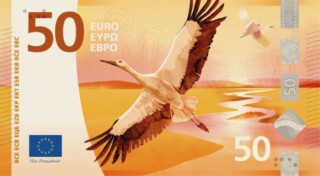 Ontwerp voor een 50 euro biljet met een ooievaar - ECB