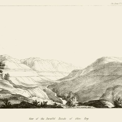 Negentiende-eeuwse afbeelding van de Parallel Roads of Glen Roy