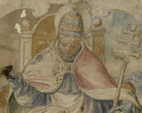 Paus Gregorius I de Grote. Zeventiende-eeuwse pentekening, toegeschreven aan Luis Rosiquel.