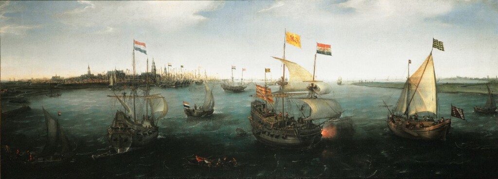 Hendrick Cornelisz Vroom (1566-1640) - Gezicht op Amsterdam vanuit het oosten, ca. 1605 