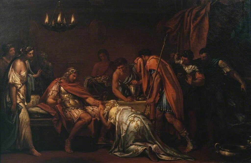 Priamos smeekt Achilles om het lichaam van Hektor
