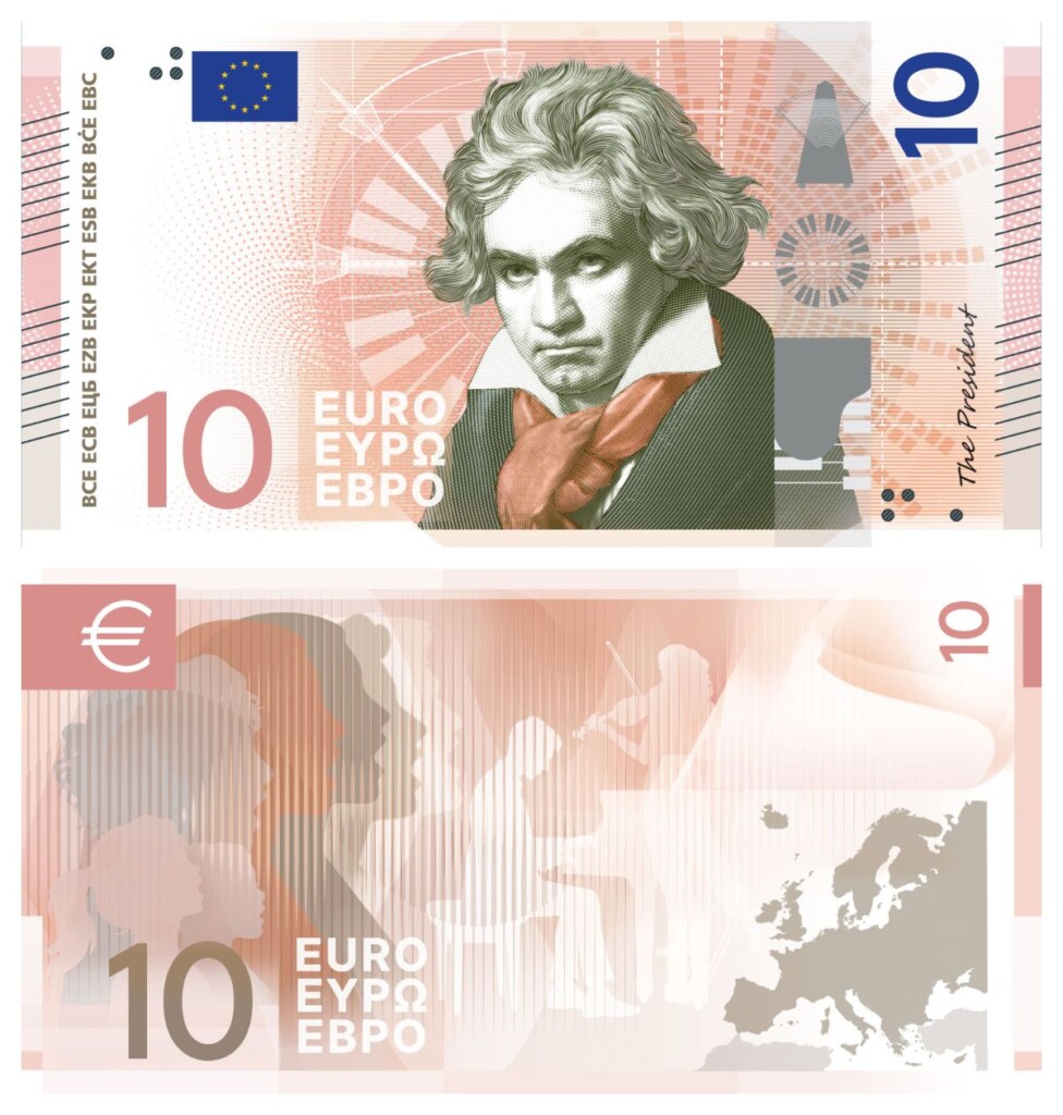 ontwerp 10 euro biljet Beethoven