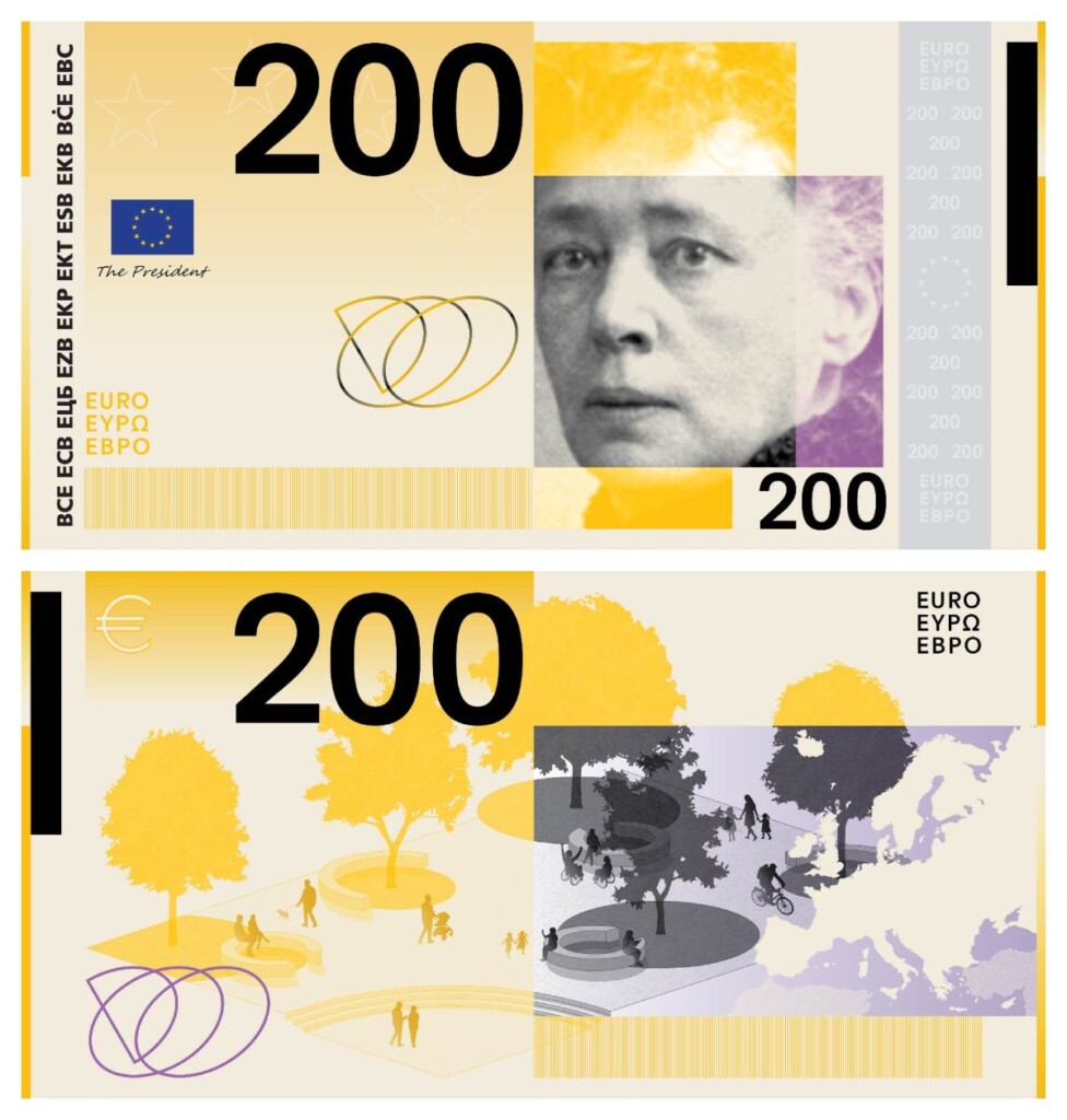 ontwerp 200 euro biljet met vredesactiviste Bertha von Suttner