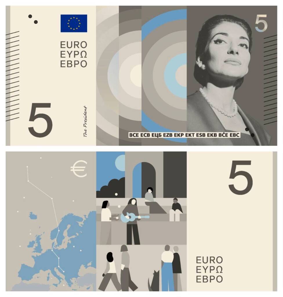 ontwerp 5 euro biljet Maria Callas