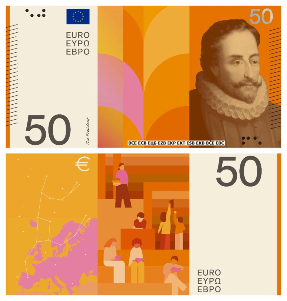 ontwerp 50 euro biljet Miguel de Cervantes