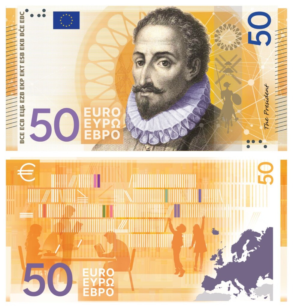 ontwerp 50 euro biljet Miguel de Cervantes