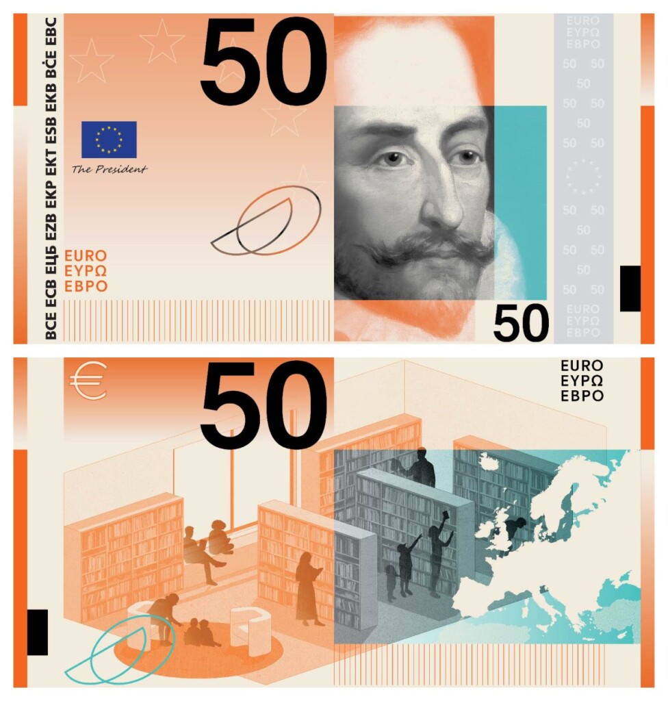 ontwerp 50 euro biljet Miguel de Cervantes